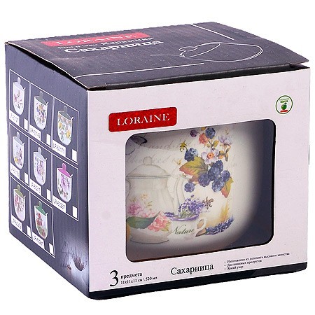 Сахарница с крышкой 520мл с ложкой 3пр Утренняя свежесть доломит LR (60193)