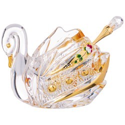 Икорница "лебедь lefard gold glass" 11*7 см. высота=8,5 см. с ложкой Lefard (195-123)