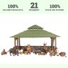 Набор фигурок животных cерии "На ферме": Ферма игрушка, бегемот, буйвол, медведи, антилопа, фермеры, инвентарь - 21 предмет (ММ205-077)