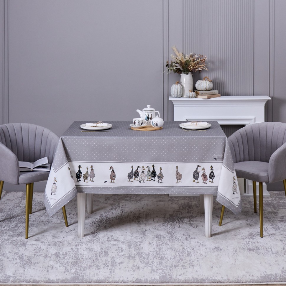 Скатерть "family farm" 160х220см , 100% хлопок, серый, твил, пропитка Lefard (850-750-21)
