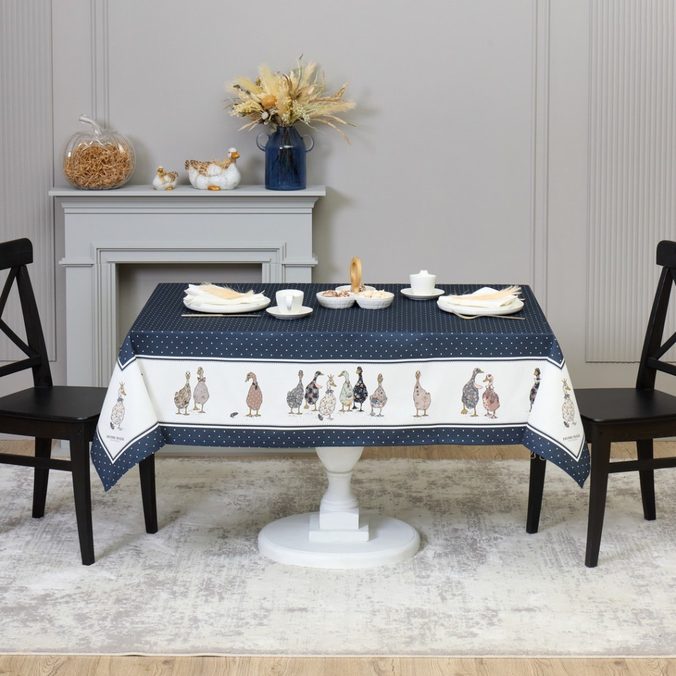 Скатерть "family farm" 110х140см ,синий, 100% хлопок,твил пропитка Lefard (850-742-20)
