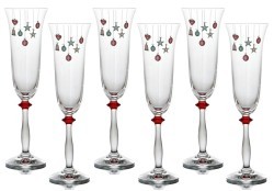 Набор бокалов для шампанского из 6 шт."елочные игрушки" 190 мл. высота=25 см. Bohemia Crystal (674-256)