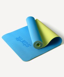 Коврик для йоги и фитнеса FM-201, TPE, 183x61x0,4 см, синий/лайм (2108061)