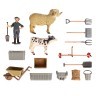 Набор фигурок животных cерии "На ферме": Ферма игрушка, бычок, баран, фермер, инвентарь - 17 предметов (ММ205-062)