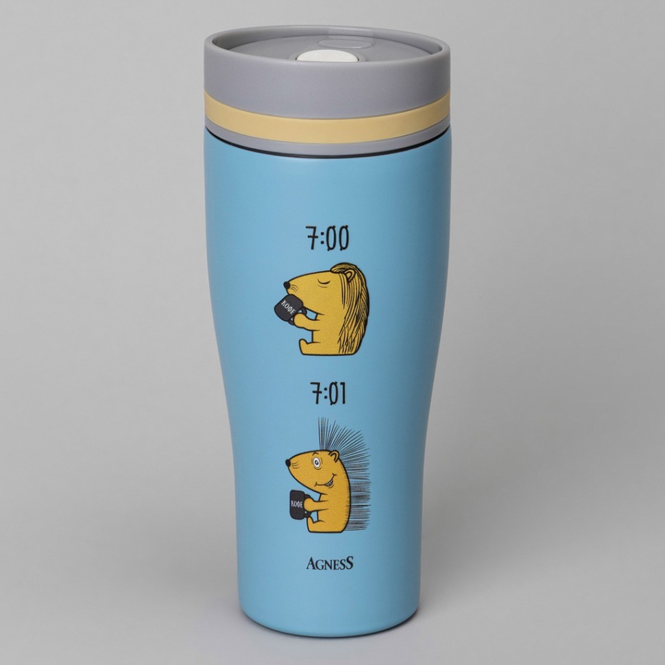 Термокружка agness "ёж" 360мл, колба нерж.сталь 18/10 Agness (709-117)