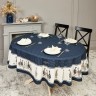 Скатерть овальная "family farm" 160х220 см ,синий, 100% хлопок, твил, с пропиткой Lefard (850-742-26)