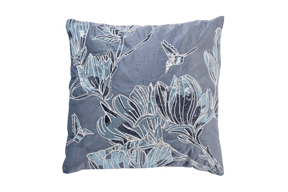 Подушка с пайетками "Арт Магнолия" синий 45*45см (TT-00014386)
