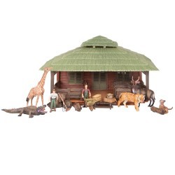 Набор фигурок животных cерии "На ферме": Ферма игрушка, жираф, тигры, крокодил, антилопа, фермеры, инвентарь -21 предмет (ММ205-073)