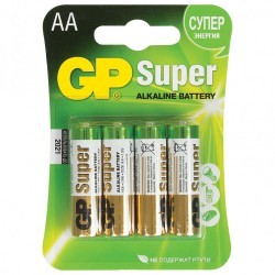 Батарейки алкалиновые GP Super LR06 (AA) 4 шт (76355)
