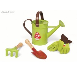 Набор Маленький садовник, зеленый (лейка, перчатки, лопатка, грабельки) (J03228b)