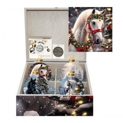 Новогодний набор на 4 шара Легенда о Рождественских грезах с кристаллами Swarovski (4044)