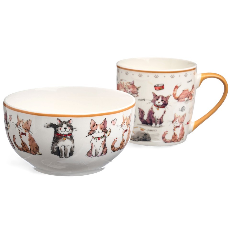 Набор для завтрака lefard "cats", 2 пр.: салатник 500мл, кружка 345мл Lefard (260-1054)