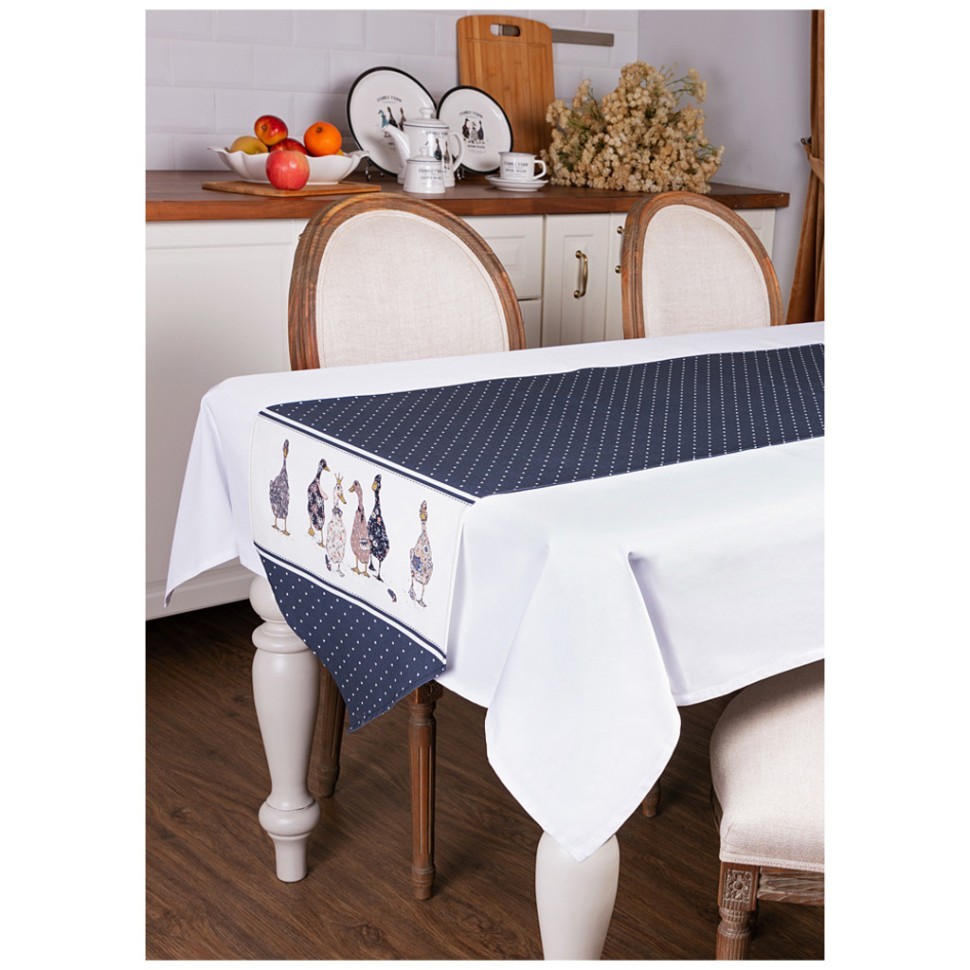 Дорожка на стол "family farm", 45х188см,синий,100% хлопок,твил,пропитка Lefard (850-742-3)