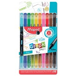 Ручки капиллярные трехгранные Maped Graph'Peps 0,4 мм 10 цветов 749050 цена за 2 шт (65674)