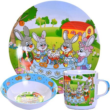 Детский набор 3 предмета "Зайчики" LR (х12) " (26096)