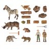 Набор фигурок животных cерии "На ферме": Ферма игрушка, зебра, слоненок, бегемоткик, носороги, фермеры, инвентарь - 21 предмет (ММ205-078)