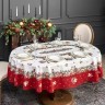 Скатерть овальная "морозко.снегири" 160х220см ,красный, 100% хлопок,твил пропитка Lefard (850-745-41)