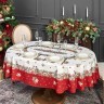 Скатерть овальная "морозко.снегири" 160х220см ,красный, 100% хлопок,твил пропитка Lefard (850-745-41)