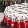 Скатерть овальная "морозко.снегири" 160х220см ,красный, 100% хлопок,твил пропитка Lefard (850-745-41)