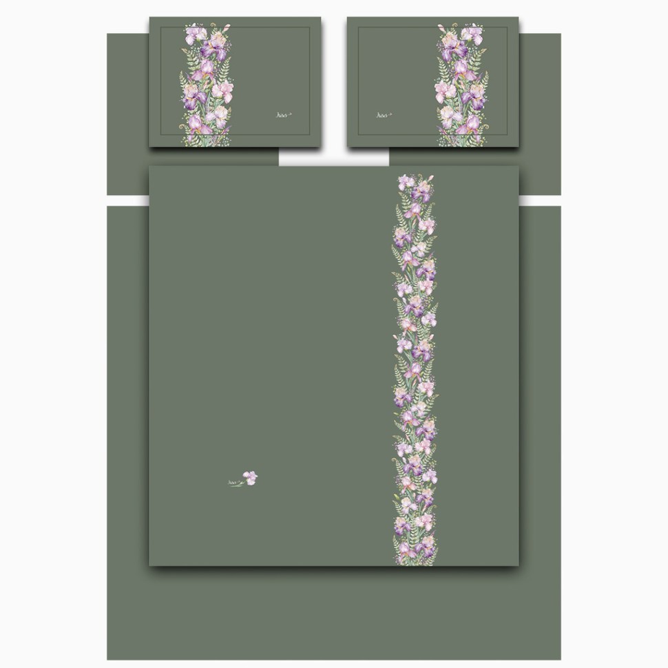 Кпб,king size,"irises" зеленый,сатин, хлопок100%,п.240х260-1шт,пр.260х260-1шт,н.50х70-2шт/70х70-2шт Lefard (989-004-13)