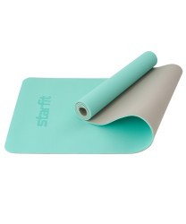 Коврик для йоги и фитнеса FM-201, TPE, 183x61x0,6 см, мятный/серый (2105119)