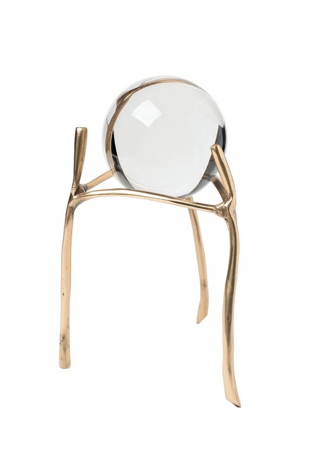 Шар декоративный стеклянный на подставке d20см, цвет золото (TT-00008794)