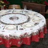 Скатерть d220 cm круглая, "морозко.снегири" цвет: красный,  полиэстер 100% Lefard (986-006-26)