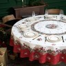 Скатерть d220 cm круглая, "морозко.снегири" цвет: красный,  полиэстер 100% Lefard (986-006-26)