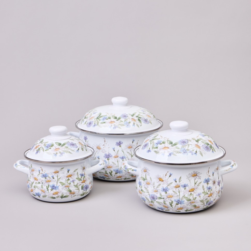 Набор кастрюль agness  эмалированных серия "sentiment", 6пр. 1,5/2,8/3,6л, 16х10/20х12/22х13см Agness (934-721)