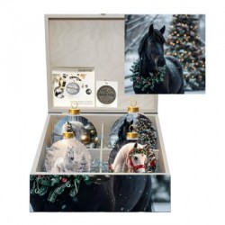 Новогодний набор на 4 шара Лунная упряжь праздника с кристаллами Swarovski (4046)