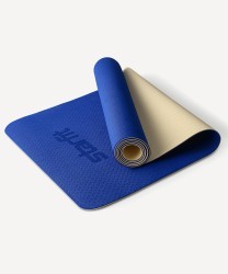 Коврик для йоги и фитнеса FM-201, TPE, 183x61x0,4 см, синий/бежевый (2108060)
