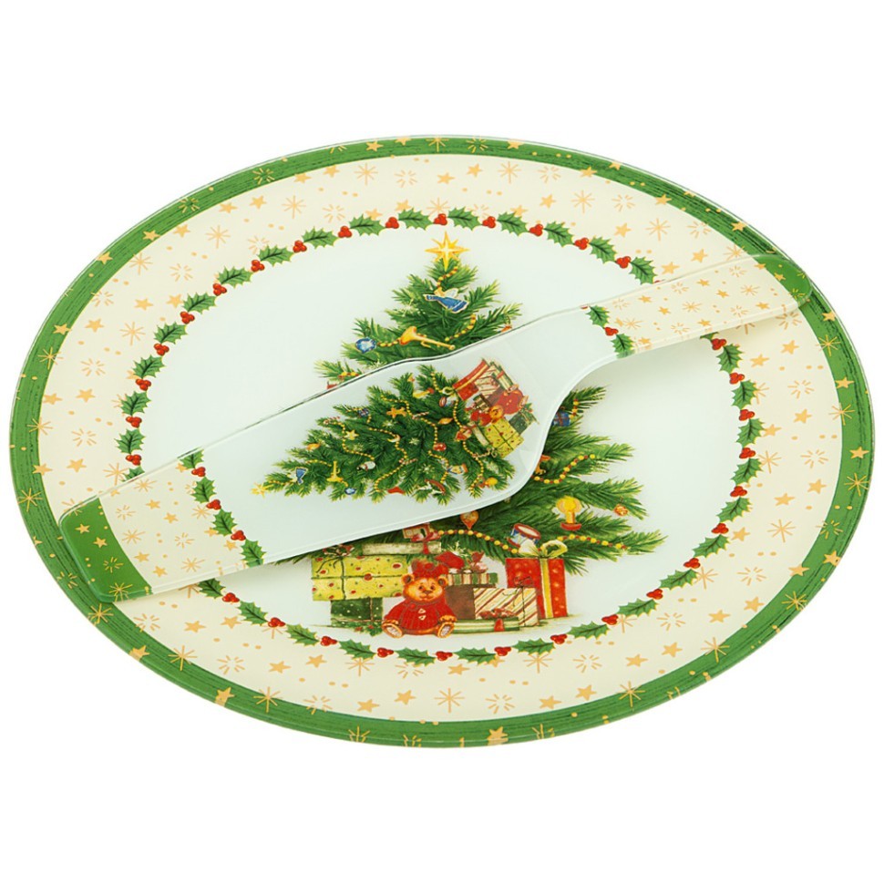Блюдо для торта с лопаткой коллекция "рождественская сказка" 28 см Lefard (198-163)
