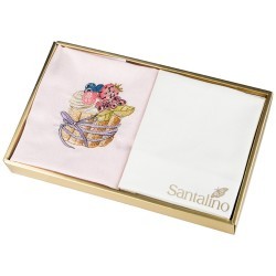 Комплект салфеток 40х40см из 2-шт "десерт савоярди" 100% х/б, вышивка, персиковый SANTALINO (850-523-3)