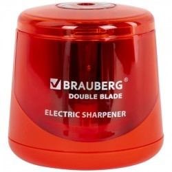 Точилка электрическая BRAUBERG DOUBLE BLADE RED двойное лезвие 271338 (1) (93199)