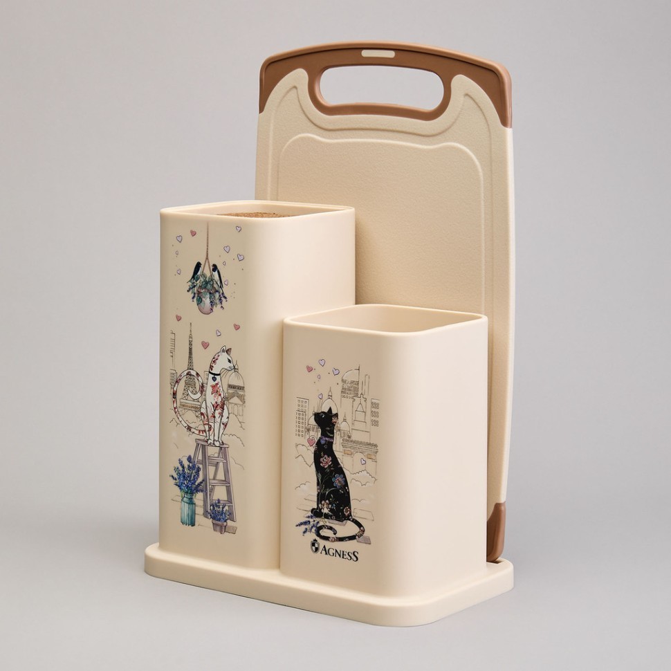 Набор agness из подставки и доски, серия "lavender cats" Agness (671-210)