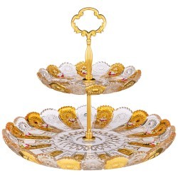 Фруктовница 2-х ярусная "lefard gold glass" диаметр=17/30 см. высота=28,5 см. Lefard (195-161)