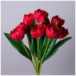 Букет искусственный из 9 тюльпанов длина=43см , цвет красный мал.уп.=24шт Lefard (535-338)