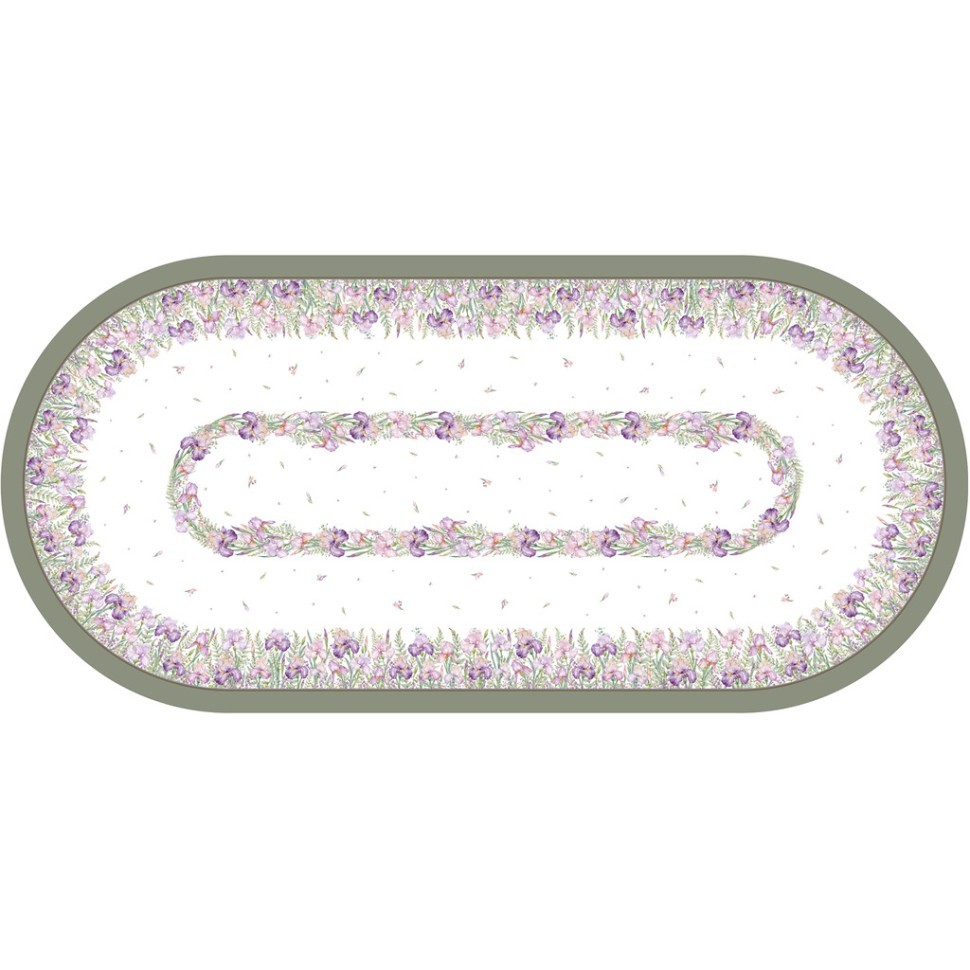 Скатерть  овальная  "ирисы" ,140х300см,100% хлопок,твил c пропиткой белый Lefard (850-743-42)