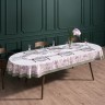 Скатерть  овальная  "ирисы" ,140х300см,100% хлопок,твил c пропиткой белый Lefard (850-743-42)