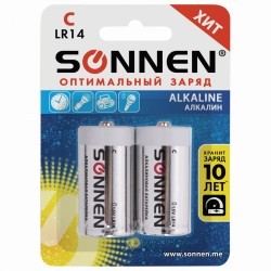 Батарейки алкалиновые Sonnen Alkaline LR14 (C) 2 шт 451090 (76361)