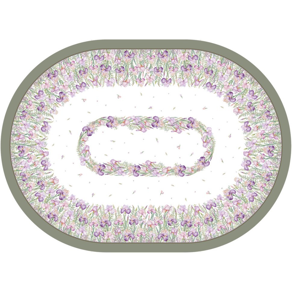 Скатерть  овальная  "ирисы" ,160х220см,100% хлопок,твил c пропиткой белый Lefard (850-743-41)