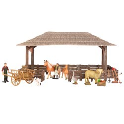 Набор фигурок животных cерии "На ферме": Ферма игрушка, лошади, баран, гусь, кролик, фермеры, инвентарь - 20 предметов (ММ205-069)