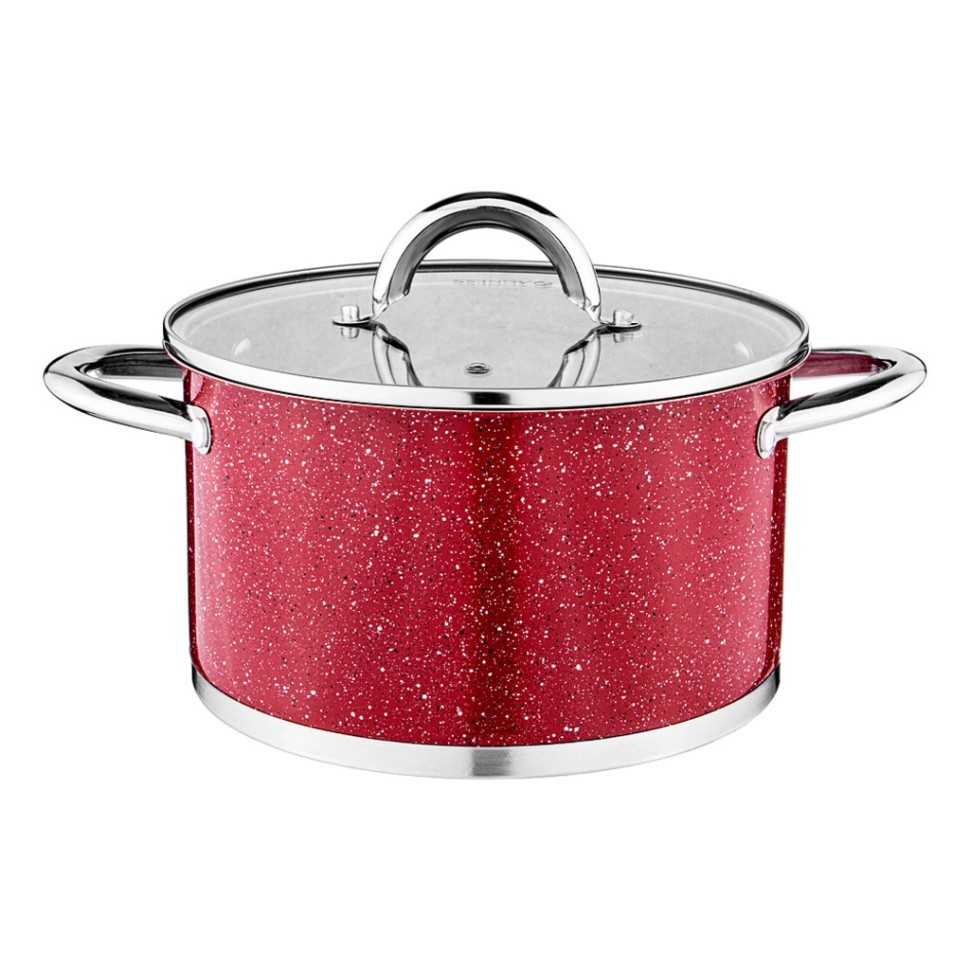 Кастрюля agness со стеклянной крышкой, нерж.сталь, серия red marble 4,6л 22х12,5см Agness (937-323)