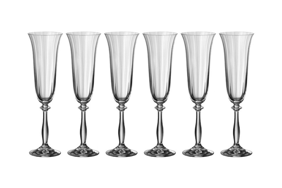 Набор бокалов для шампанского из 6 шт. "анжела оптик" 190 мл высота=24 см Crystalex (674-188)