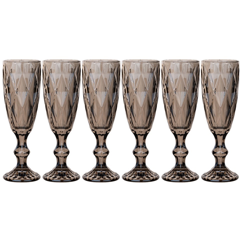 Набор бокалов для шампанского "ромбо" 6шт. 150мл. / в=20 см. Lefard (691-020)
