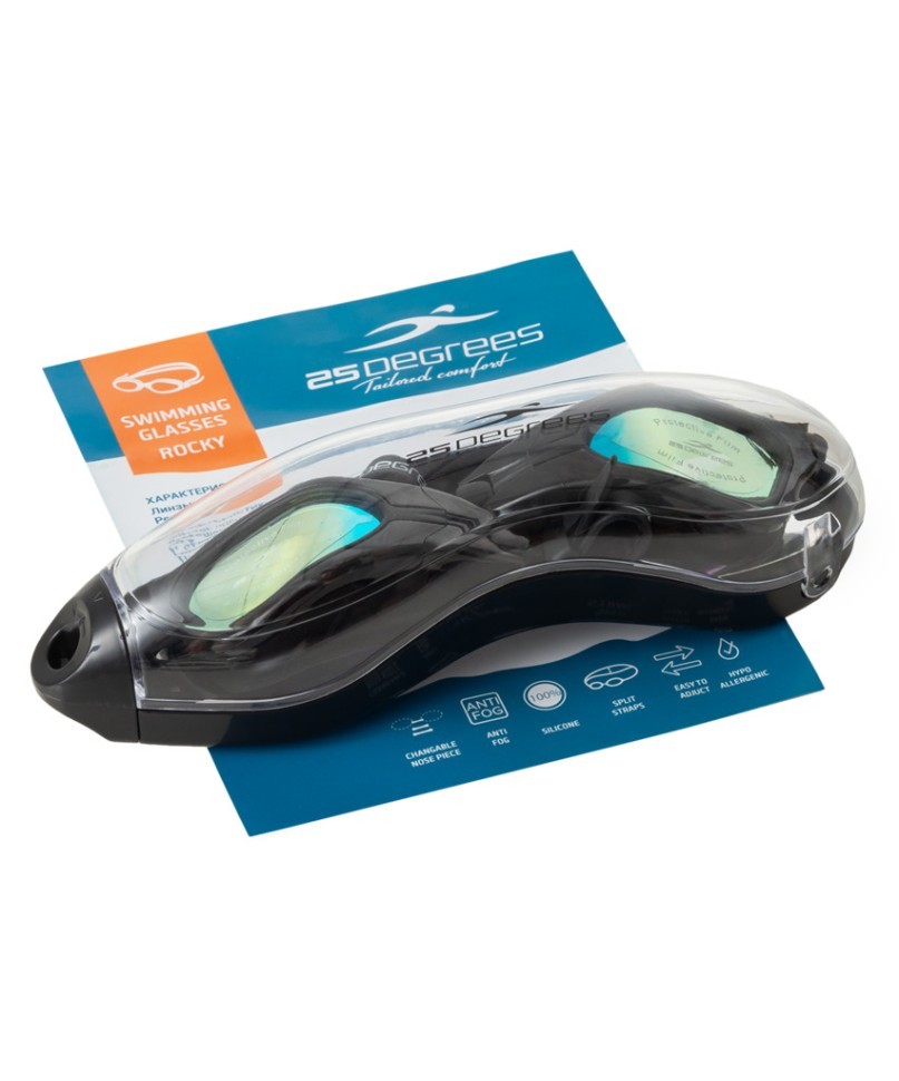 БЕЗ УПАКОВКИ Очки для плавания 25DEGREES Rocky Black Mirror (2121193)