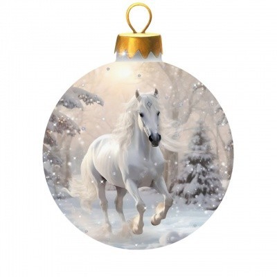 Новогодний шар Скакун Снежной Королевы с кристаллами Swarovski (2599)