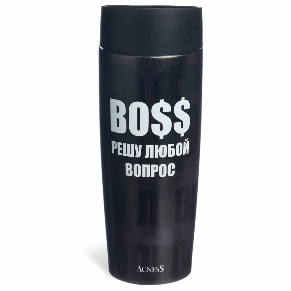 Термокружка agness  "boss" 360мл, колба нерж.сталь 18/10 Agness (709-119)