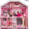 Деревянный кукольный домик "Поместье Розабелла", с мебелью 23 предмета в наборе и с гаражом, для кукол 30 см (PD318-20)