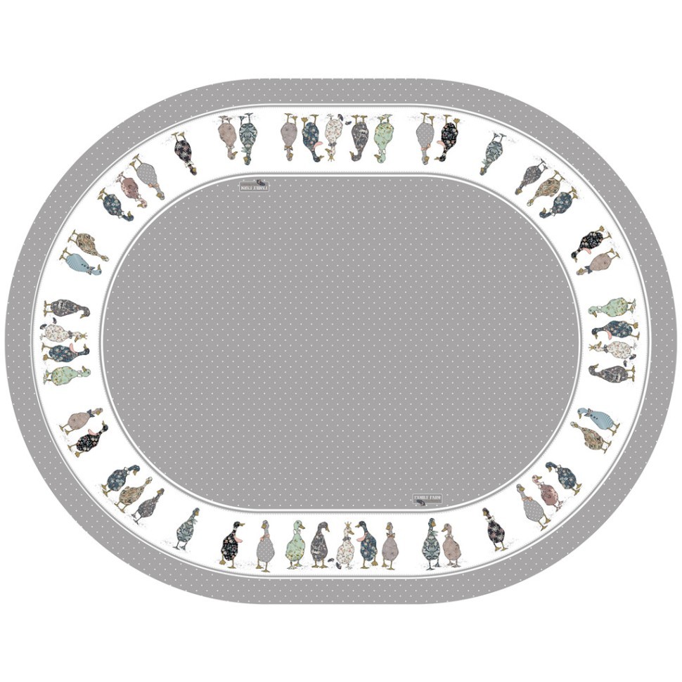 Скатерть овальная "family farm",140х180см, серый 100% хлопок,твил c пропиткой Lefard (850-750-4)